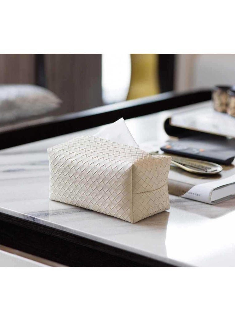 ووفيكسر قطعتان من غطاء علبة مناديل ورقية جلدية عصرية، حامل مناديل مستطيل مزخرف للمناديل الورقية ومناديل التجفيف والمناديل العادية، مناسب للحمام والمطبخ وغرفة النوم والمكتب. - Image 2